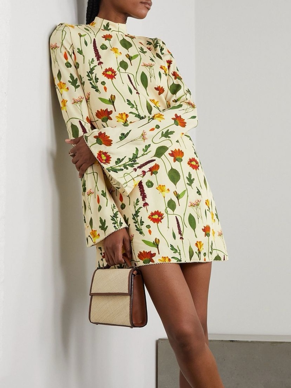 Agua Bendita Sur Primavera Silk Jacquard Mini Dress